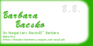 barbara bacsko business card